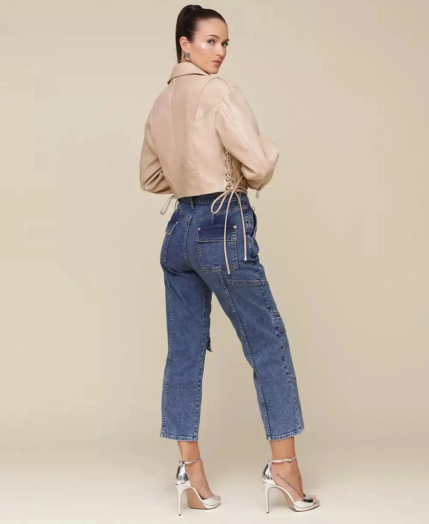 Avec Les Filles Women's Wide-Shoulder Cropped Biker Jacket 6