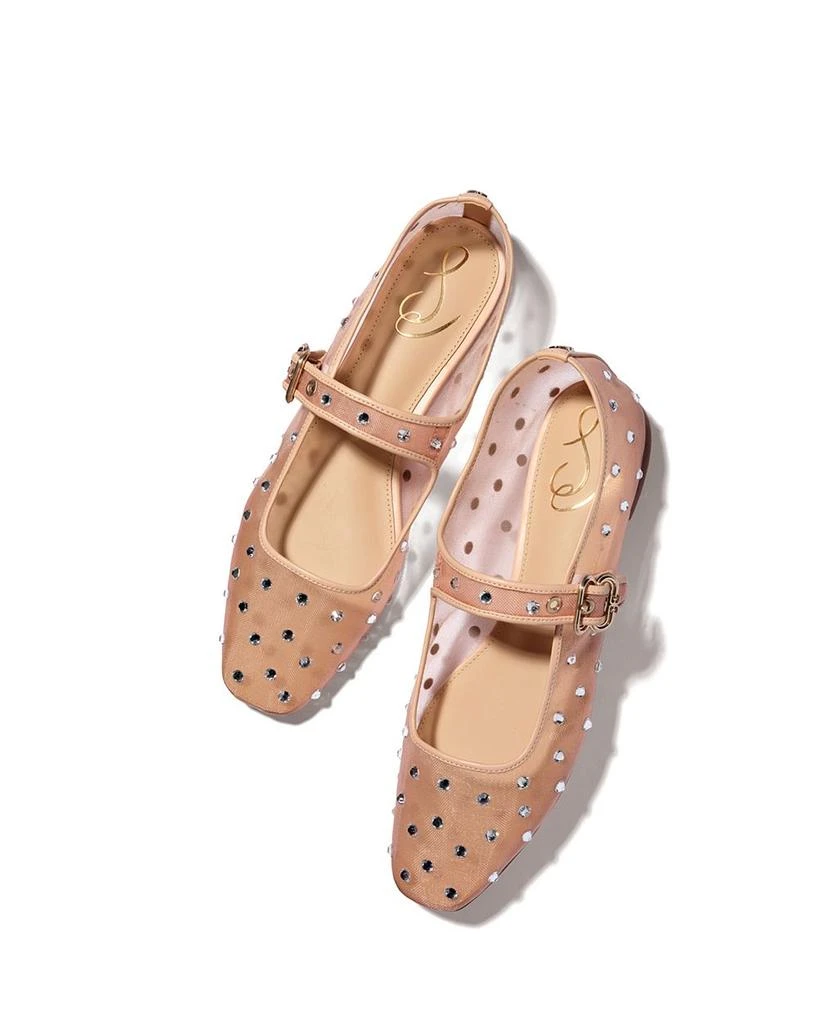 Sam Edelman Women's Michaela Square Toe Gem Embellished Mesh Mary Jane Shoes 3