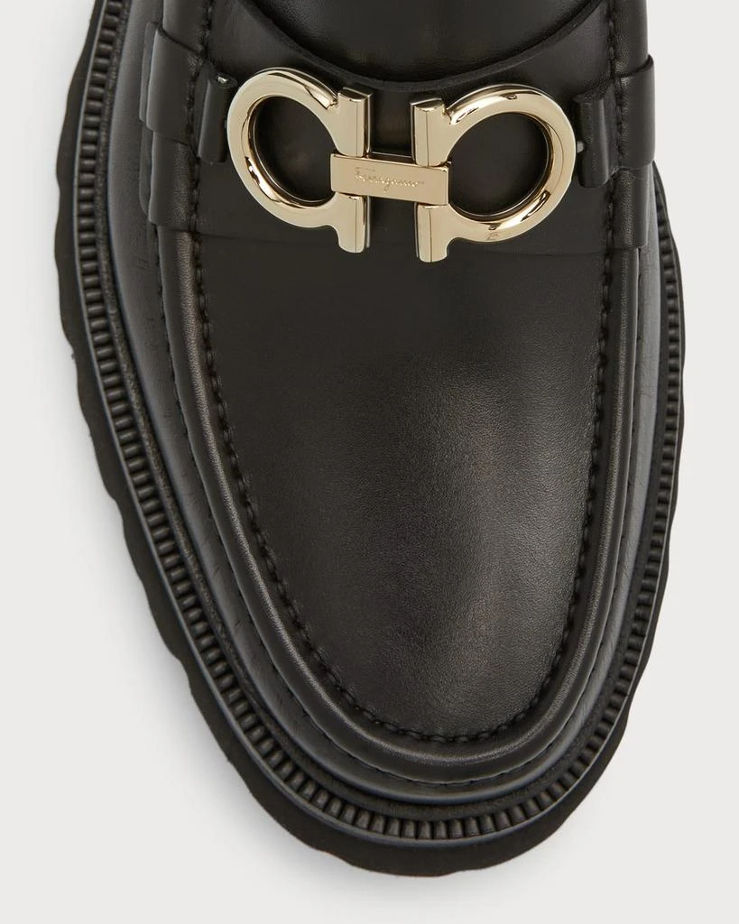 Salvatore Ferragamo Men's Bleecker Leather Lug-Sole Loafers with Reversible Bit 6