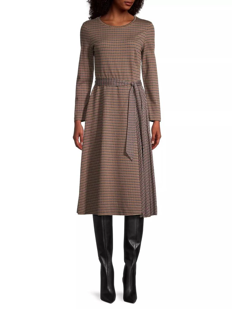 Weekend Max Mara Plaid Cotton-Blend Tie-Waist Midi-Dress 3