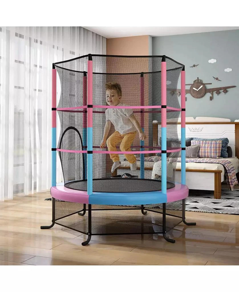 SKONYON 55 Inch Kids Recreational Trampoline Bouncing Jumping Mat with Enclosure Net 2
