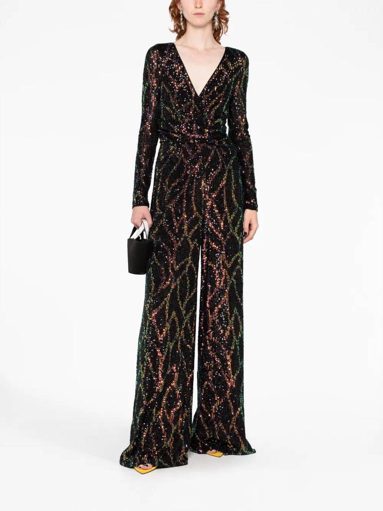 Talbot Runhof Talbot Runhof - Sequin V-Neck Long Sleeve Jumpsuit