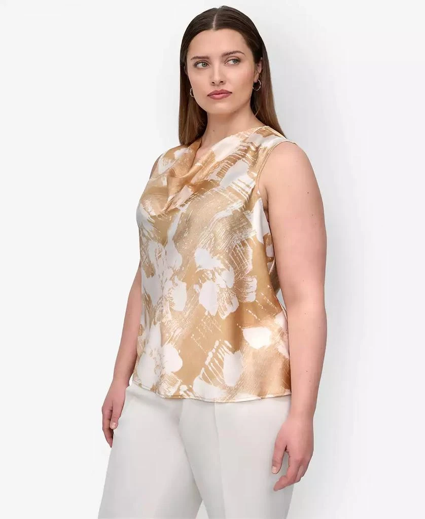 DKNY Plus Size Printed Cowlneck Sleeveless Blouse 2