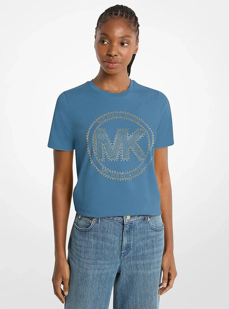 Michael Kors Studded Logo Charm Organic Cotton Jersey T-Shirt