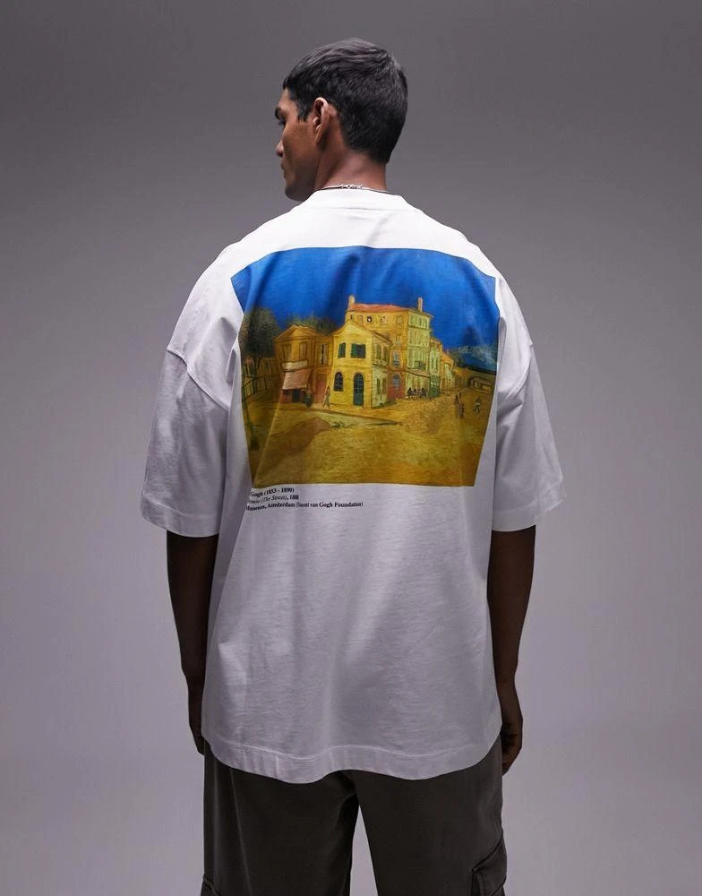 Topman Topman extreme oversized fit t-shirt with The Yellow House print in white in collaboration with Van Gogh Museum 3
