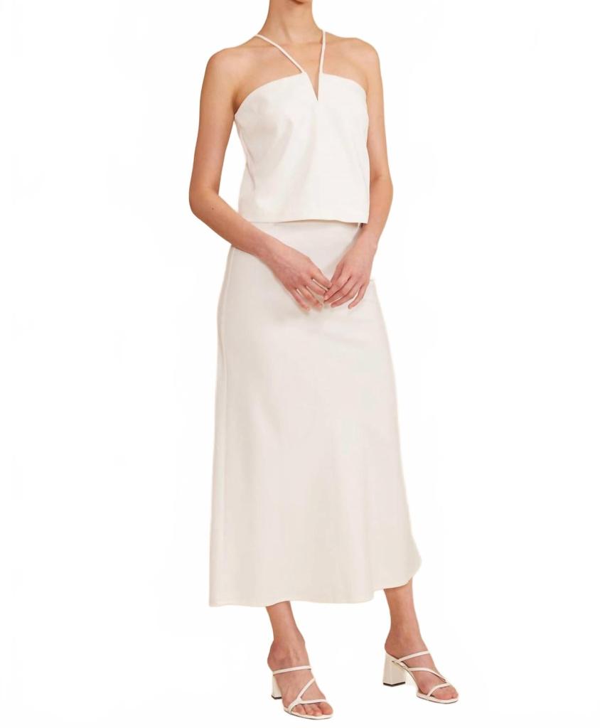 Lucy Paris Stassi Bias Cut Skirt In White