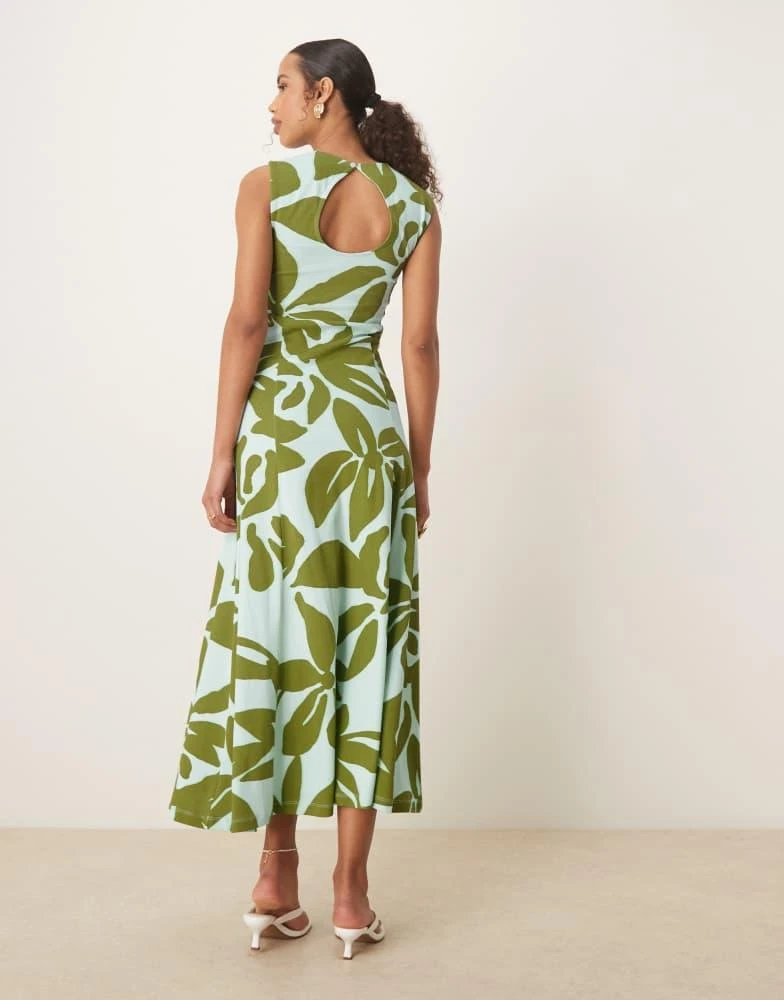 asos cotton midi dress ASOS Design cotton sleeveless midi sundress in green oversized floral print-Multi