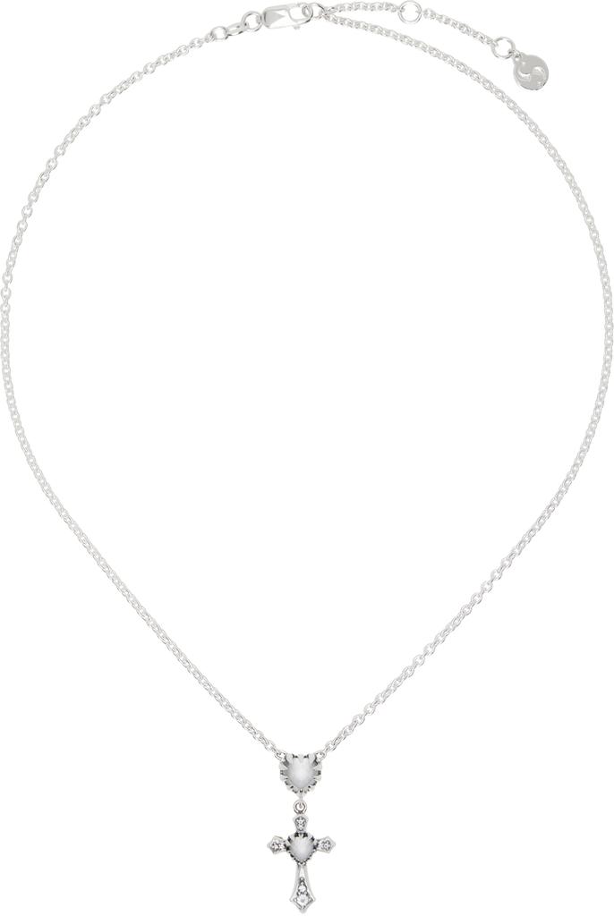Stolen Girlfriends Club SSENSE Exclusive Silver Gothic Love Drop Necklace