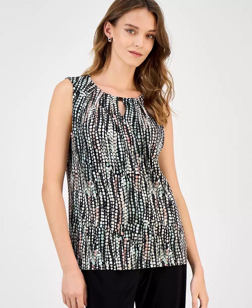 Kasper Women's Printed Keyhole Sleeveless Top, Regular & Petite