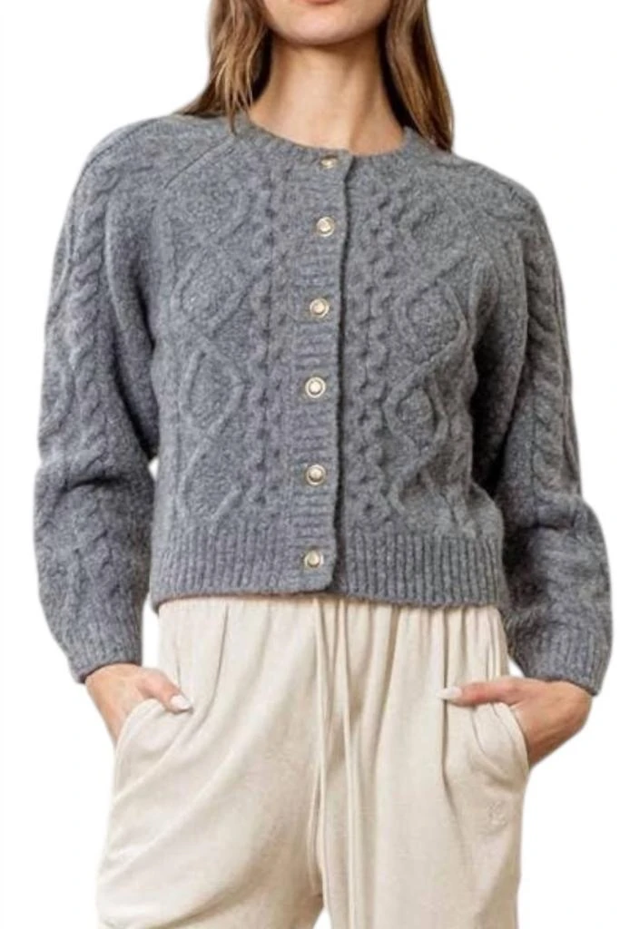 Moon River Moon River - Bethany Cable Knit Cardigan 2