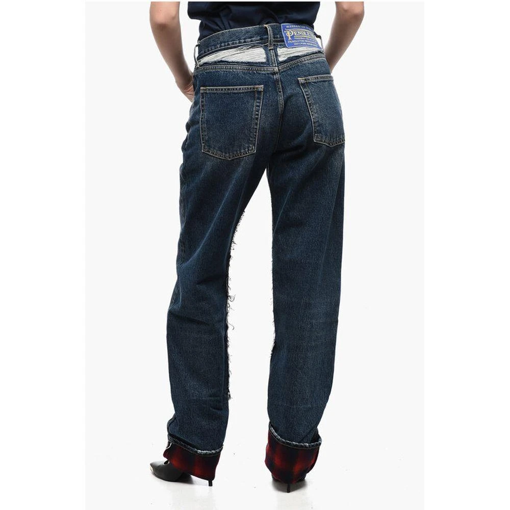 MAISON MARGIELA MM8 PENDLETON High-waisted Denims with Wool Women's Hem 2