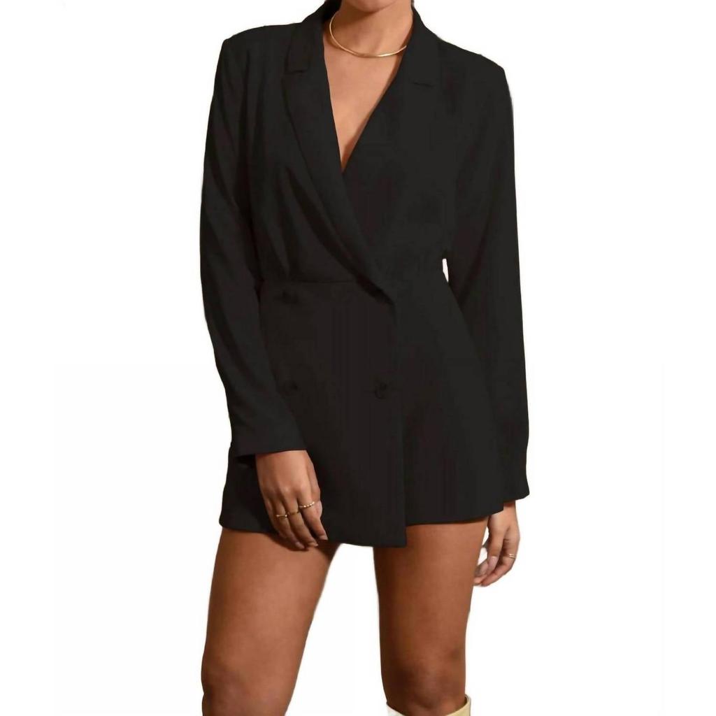 Adelyn Rae Adele Soft Blazer Romper In Black