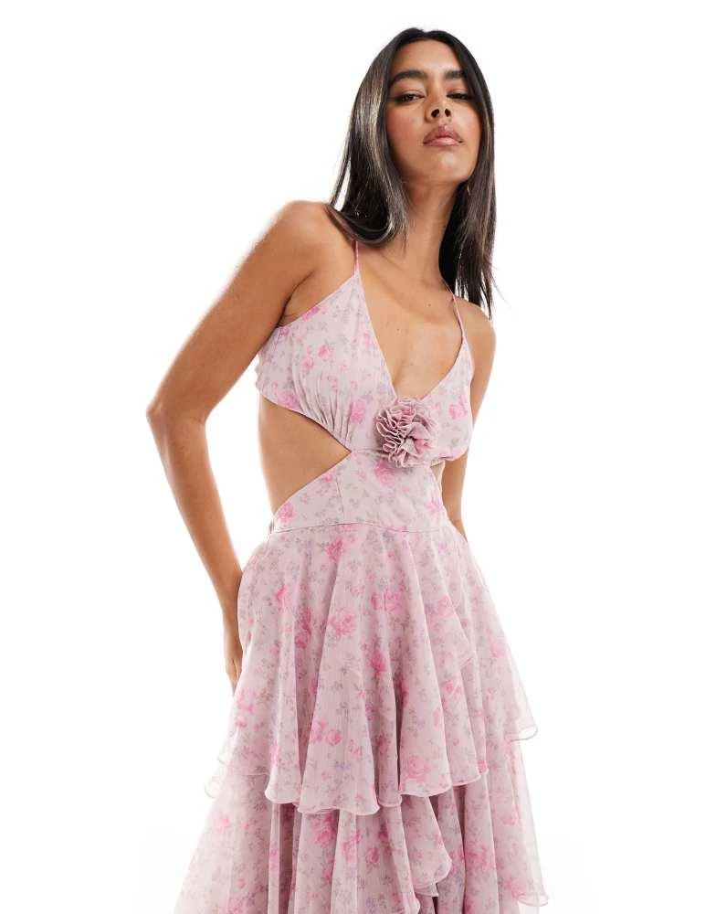 Miss Selfridge Miss Selfridge occasion chiffon corsage tiered maxi dress in mixed floral print 3