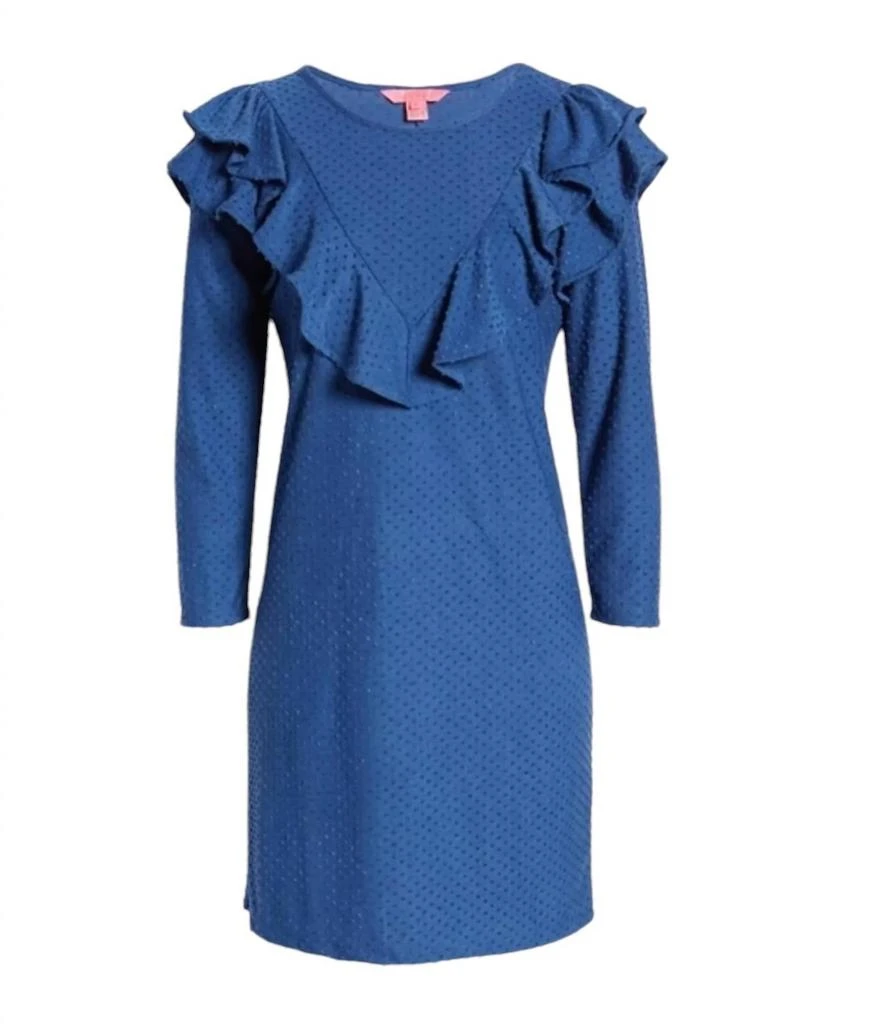 Lilly Pulitzer Pheby Dress In Oyster Bay Navy Cozy Knit Swiss Dot 4