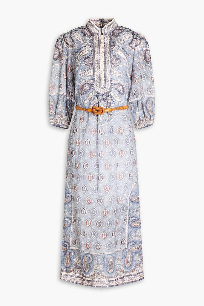 Zimmermann Belted paisley-print linen midi dress