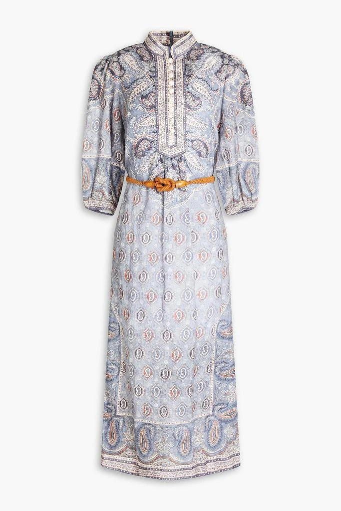 Zimmermann Belted paisley-print linen midi dress 1