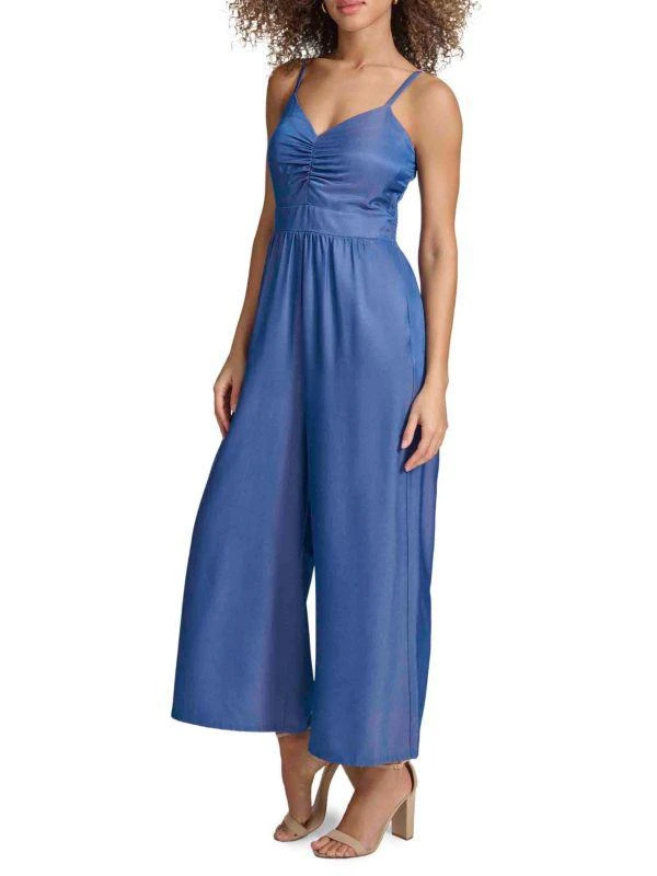 Shop V-Neck Denim Jumpsuit on Sale at BeyondStyle – Get 61% Off V