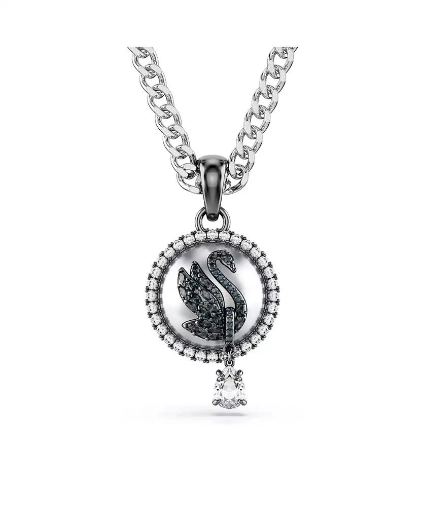 Swarovski Swan, Gray, Rhodium Plated Iconic Swan Pendant Necklace 1