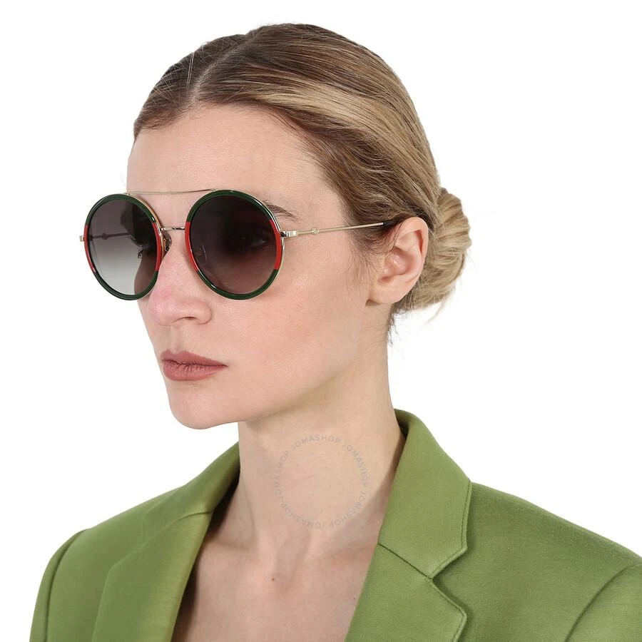 Gucci Green Gradient Round Ladies Sunglasses GG0061S 003 56 3