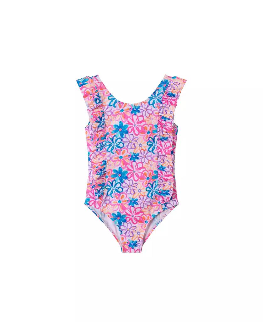Andy & Evan Toddler/Child Girls Floral Print Rib Swimsuit