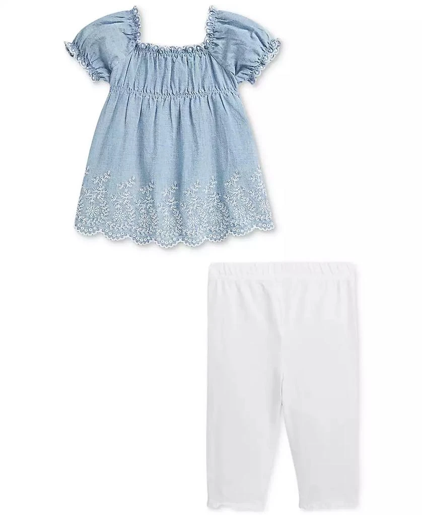 Ralph Lauren Baby Girls Chambray Top & Jersey Legging Set 2