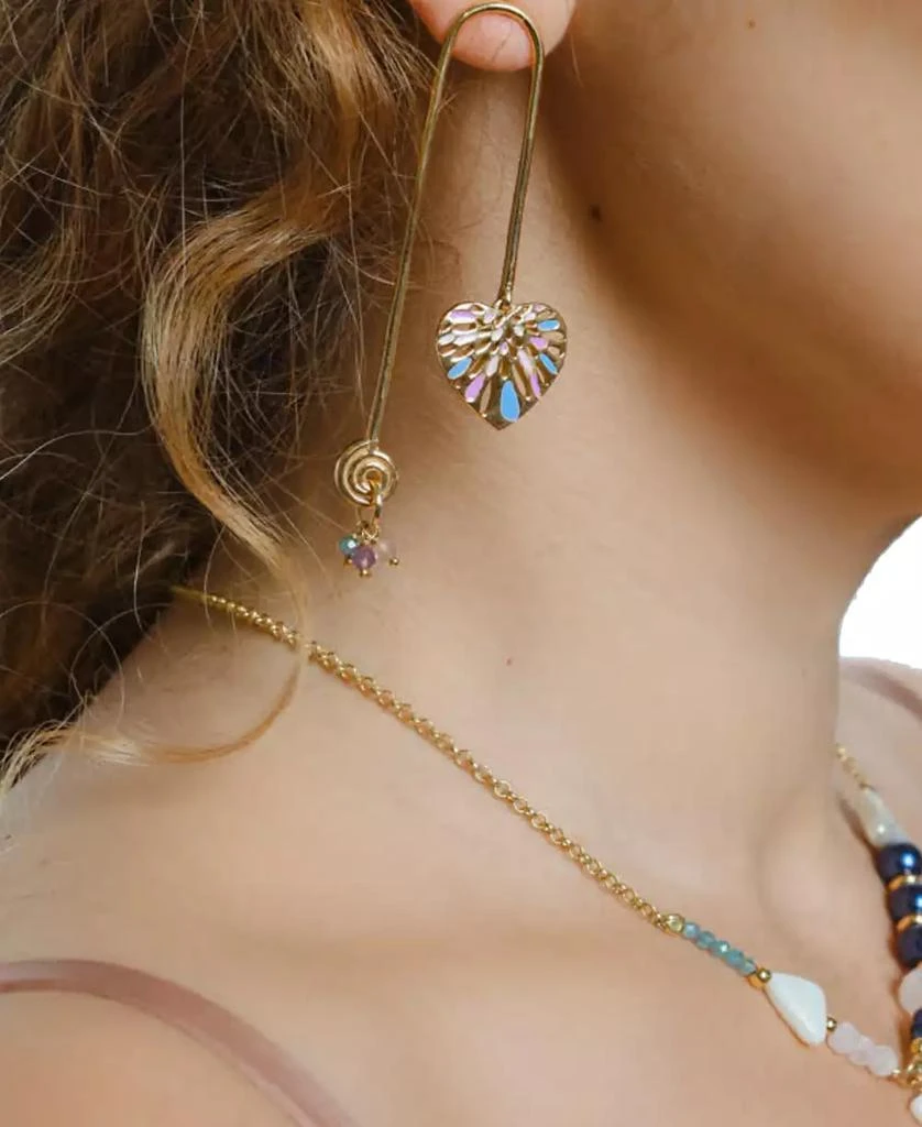 Nectar Nectar New York 18k Gold-Plated Mixed Gemstone Heart Earrings 2