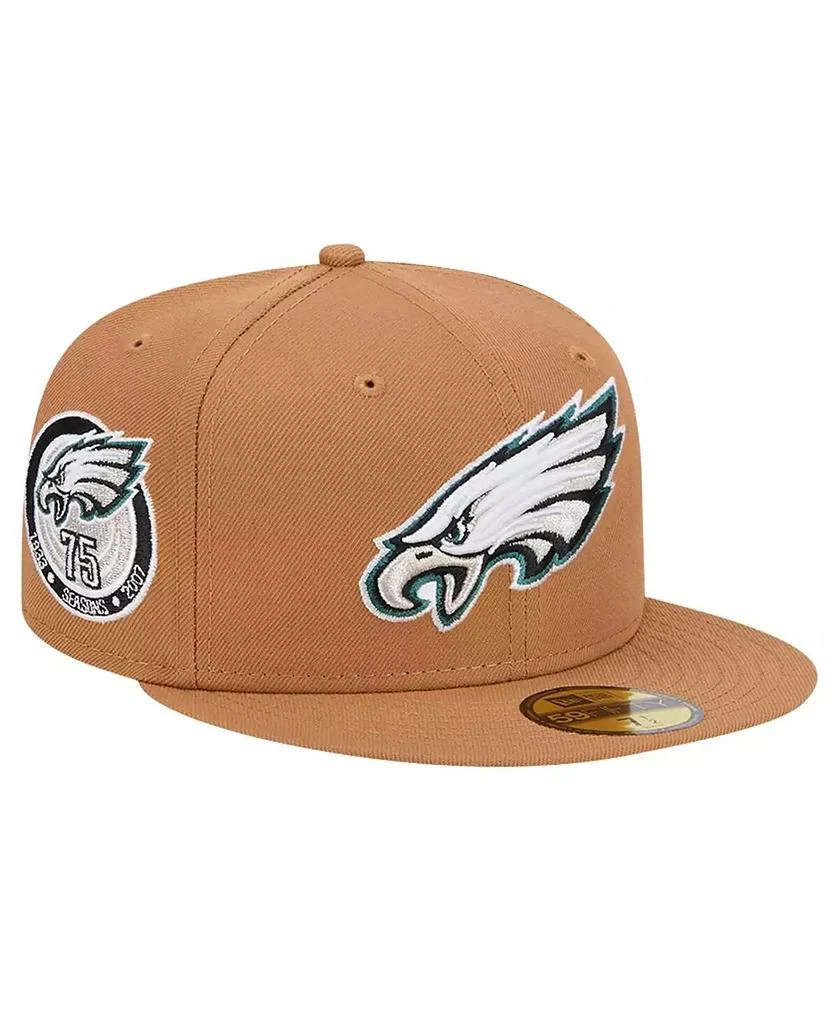 New Era Men's Tan Philadelphia Eagles Color Pack 59FIFTY Fitted Hat with Side Patch 1