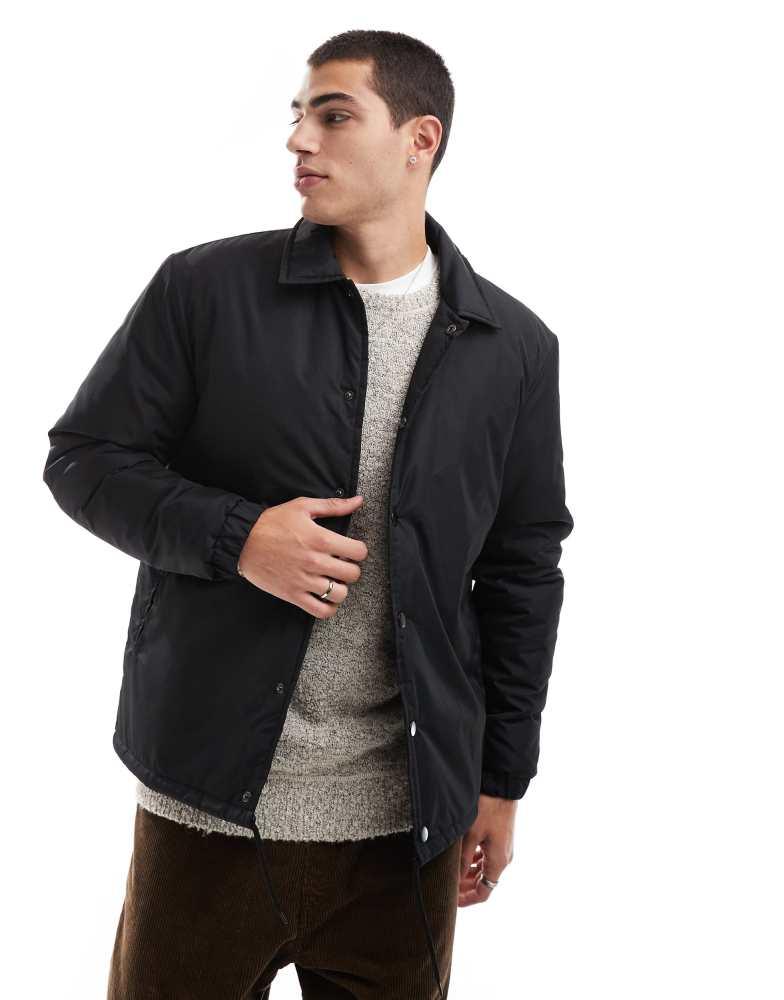 Brave Soul Brave Soul padded jacket with popper studs in black
