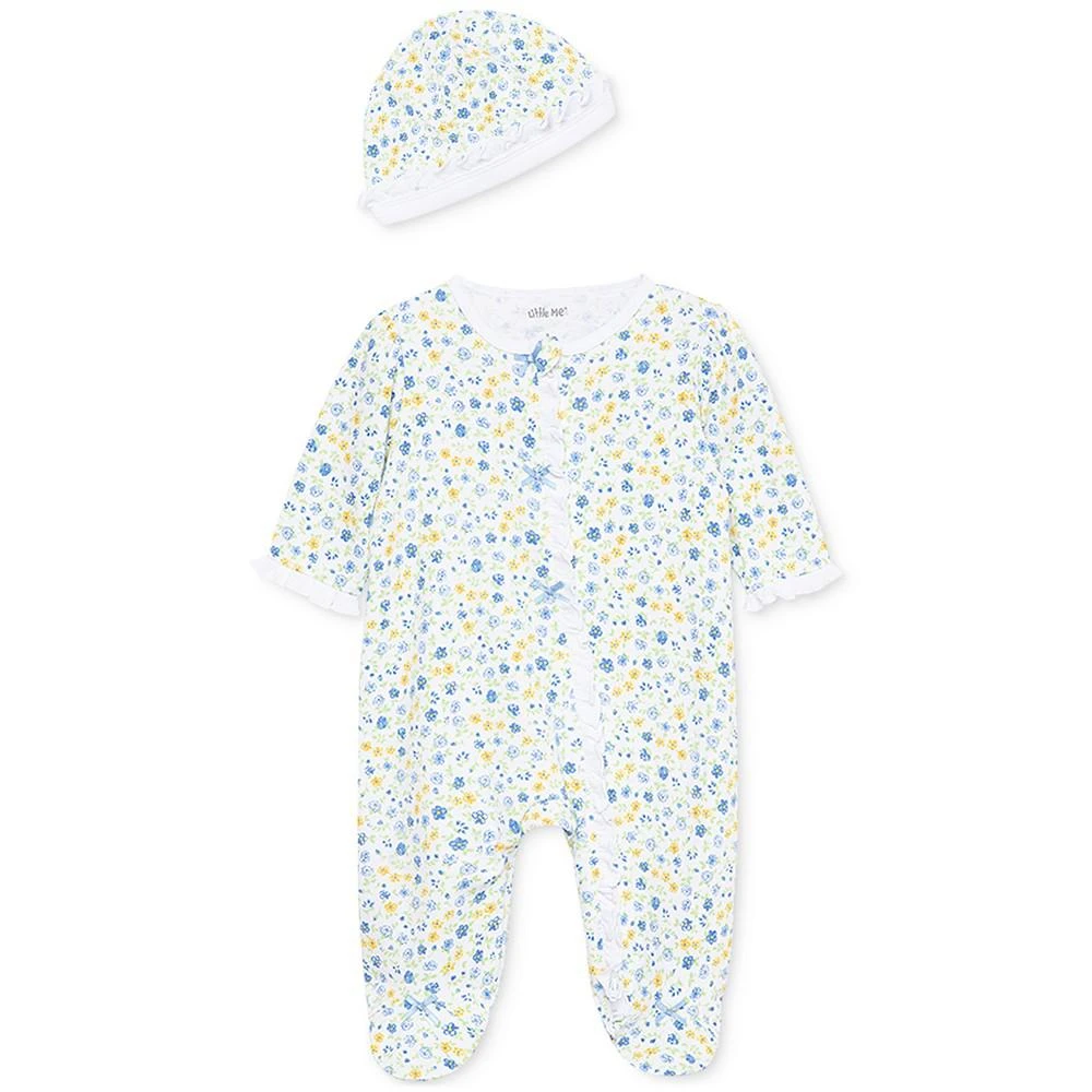 Little Me Baby Girls Dainty Blossoms Coverall and Hat, 2 Piece Set 1