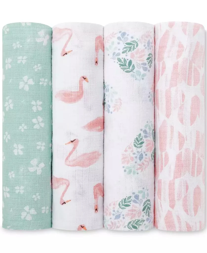 aden + anais Baby Girls Printed Muslin Swaddles, Pack of 4 1