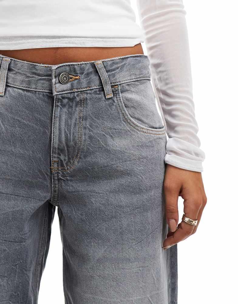 Bershka Bershka wide leg baggy jeans in dirty grey wash - Jeans
