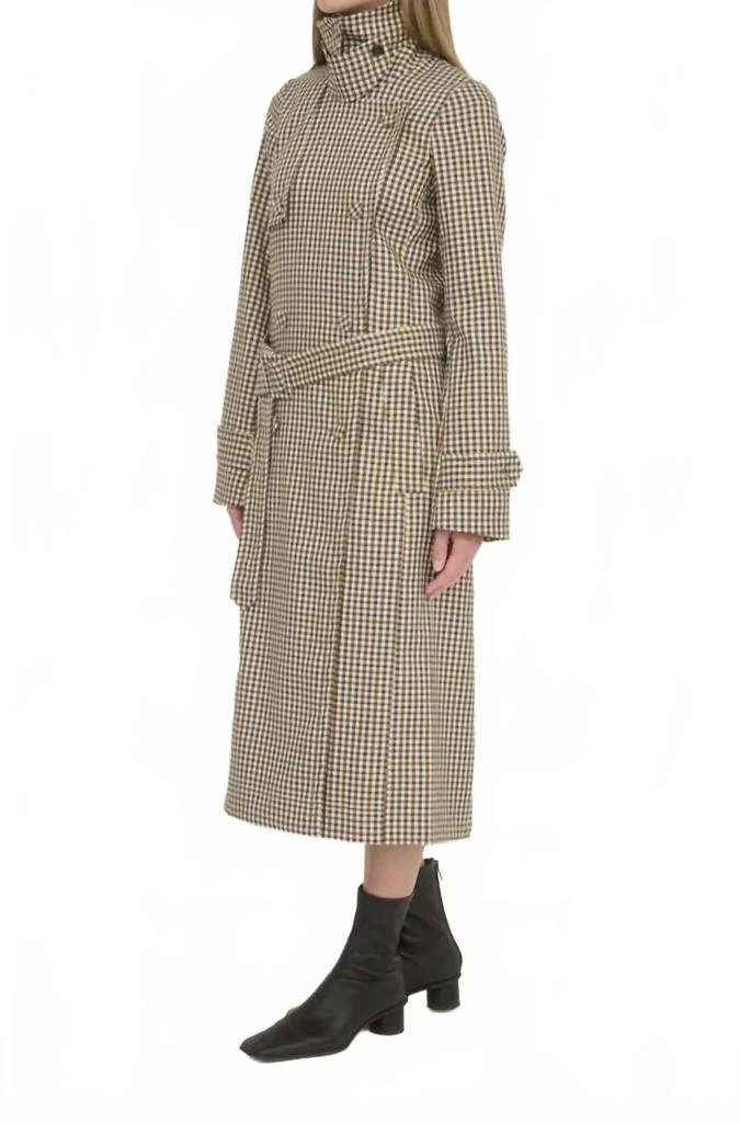 LOLA New York Clyde Plaid Belted Trench Coat In Brown Plaid 2
