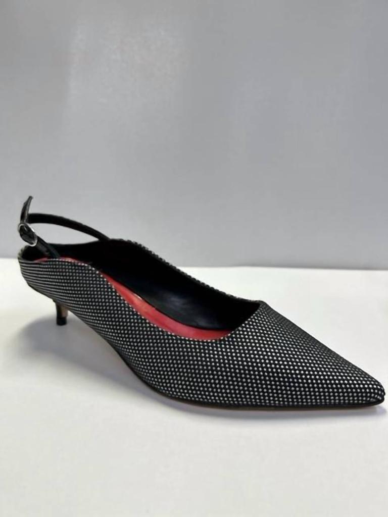 Butter Brook Slingback Kitten Heel In Black White Dot