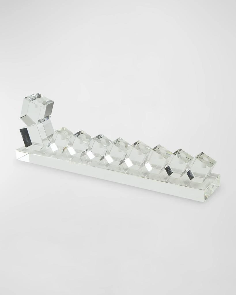 Tizo Crystal Glass Dreidel Menorah Clear 14 5/8"X2 3/4"X4 5/8"