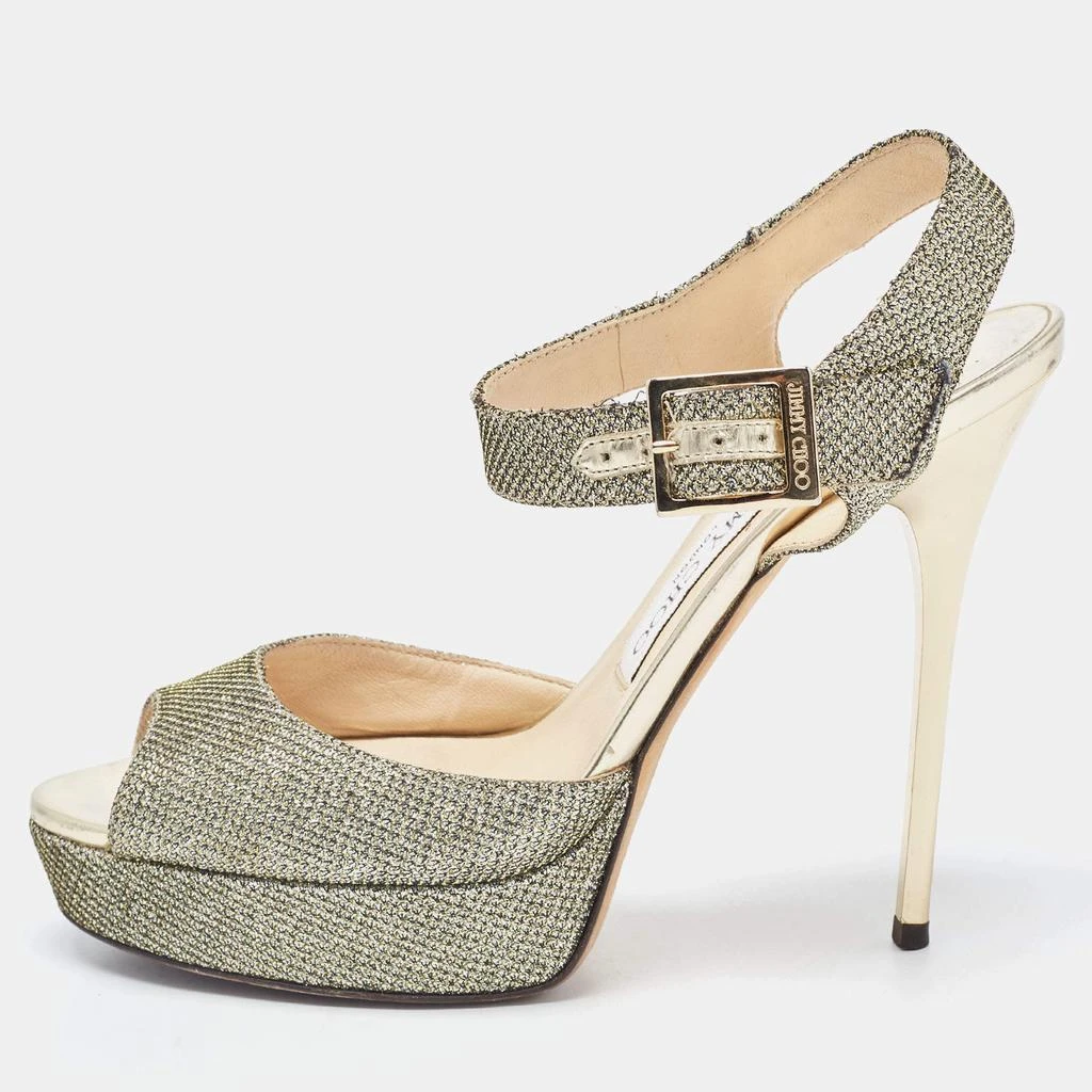Jimmy Choo Jimmy Choo Metallic Glitter Slingback Sandals Size 37 1