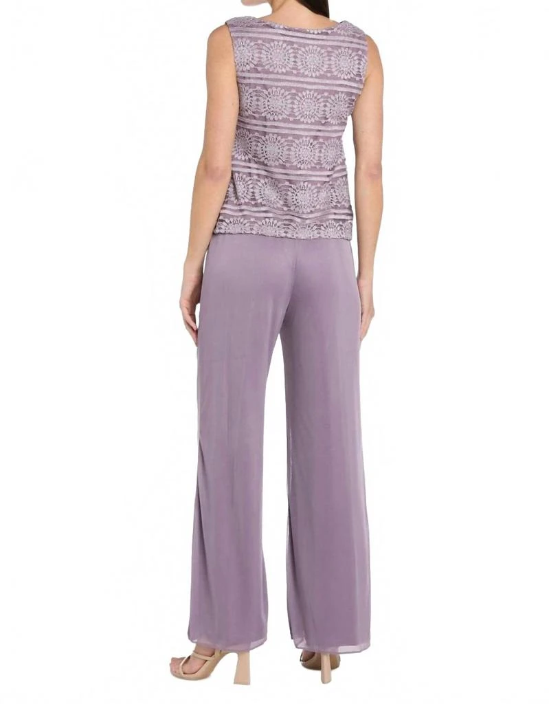 R&M Richards Glitter Embroidered Pant Suit With Pearl Neckline In Lavender 5