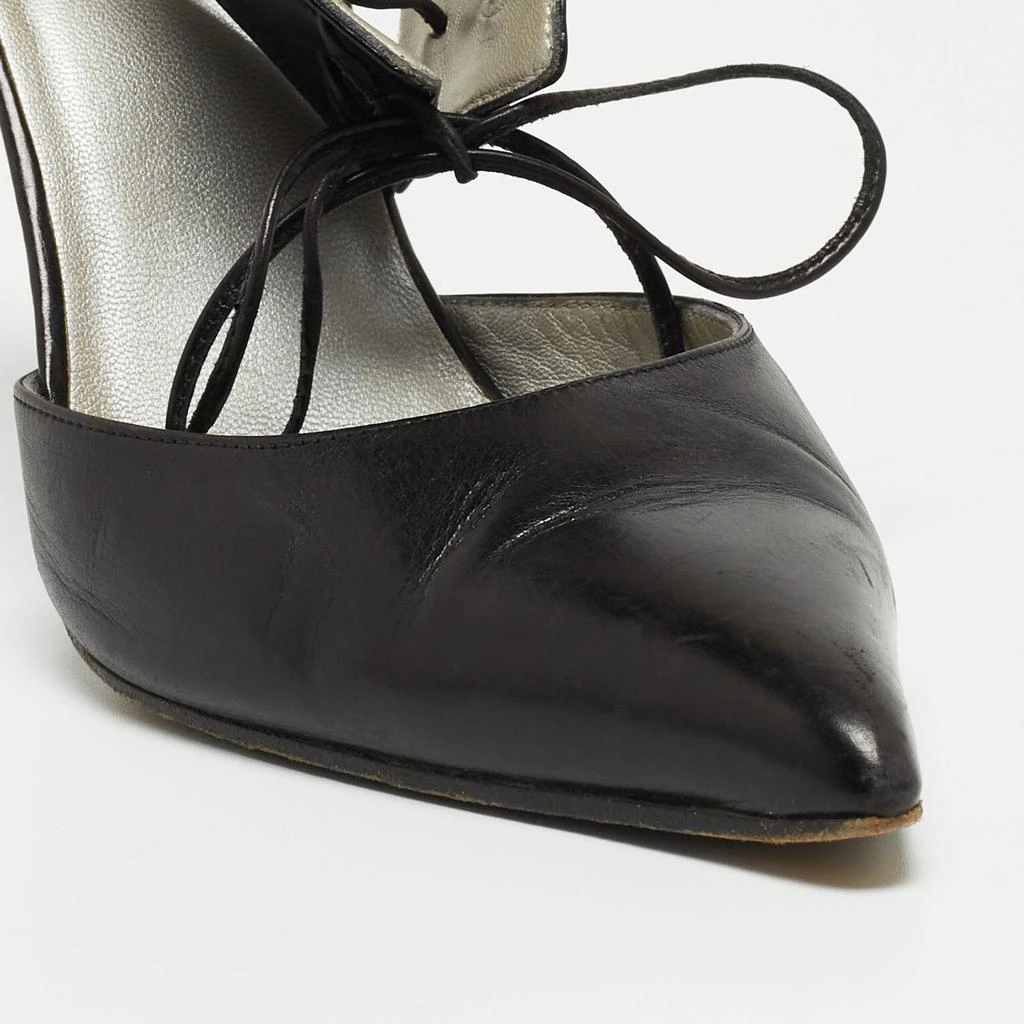 Gucci Gucci Black Leather Ankle Tie Pumps Size 37.5 7