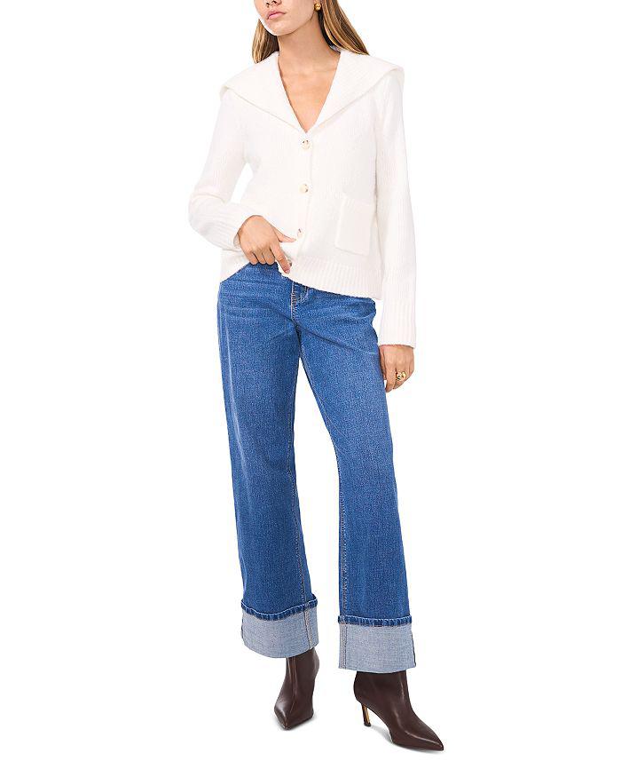 1. State Fold Collar V Neck Cardigan