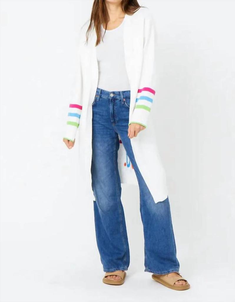 KERRI ROSENTHAL Poppy Paradise Life Duster Cardigan In White Multi