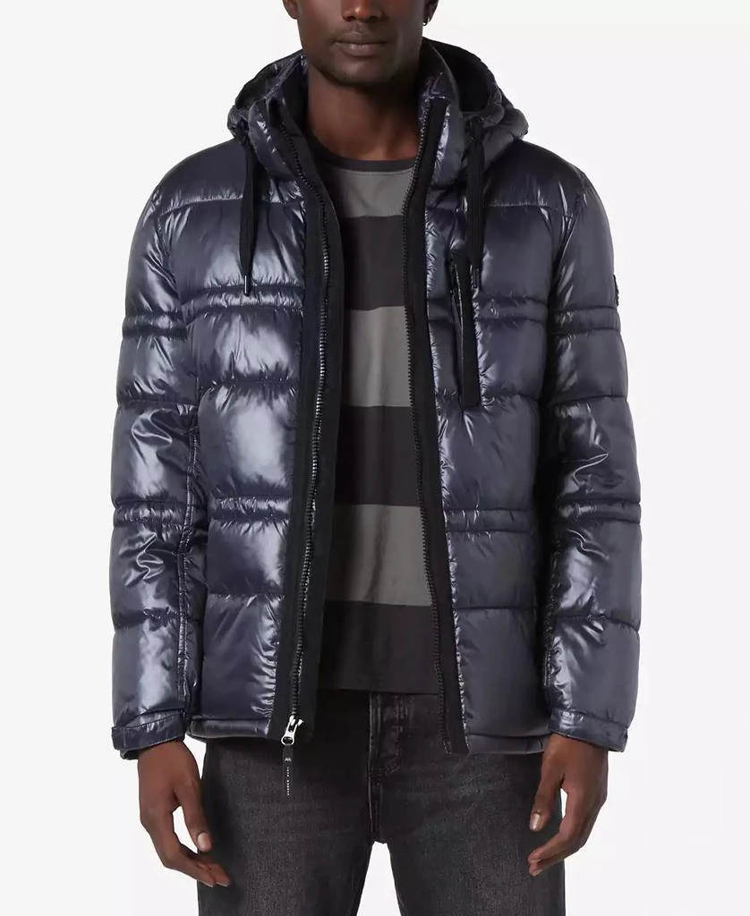 Marc New York by Andrew Marc Men
s Gotham Super Wet Cire Puffer with Grossgrain Trim