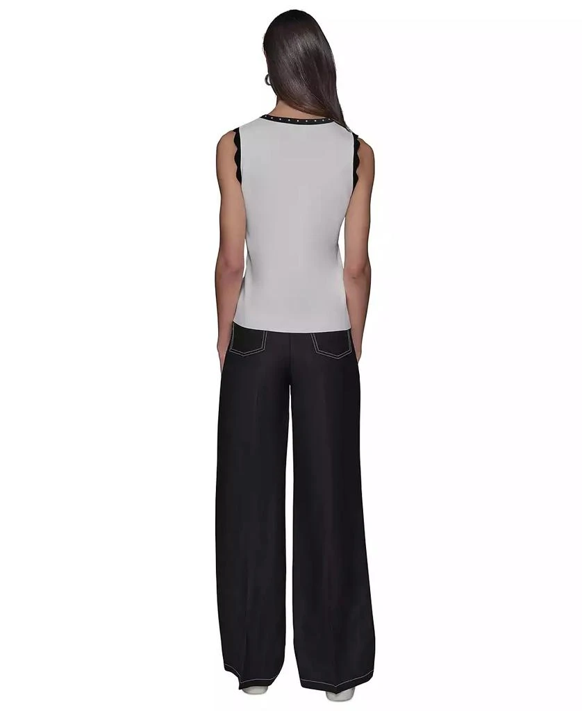 Karl Lagerfeld Paris Women's Scallop-Edge Sleeveless Sweater 5