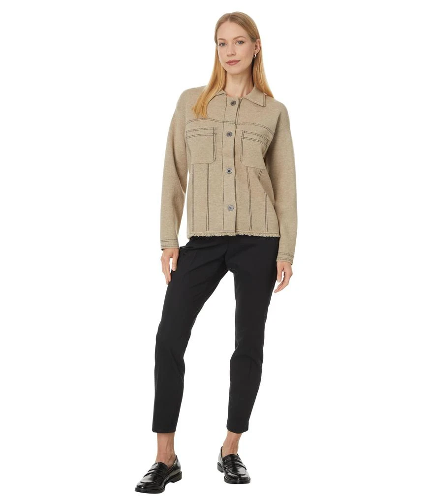 Elliott Lauren Bottom Line - Top Stitch Button Front Sweater with fringe and Stitch details 4