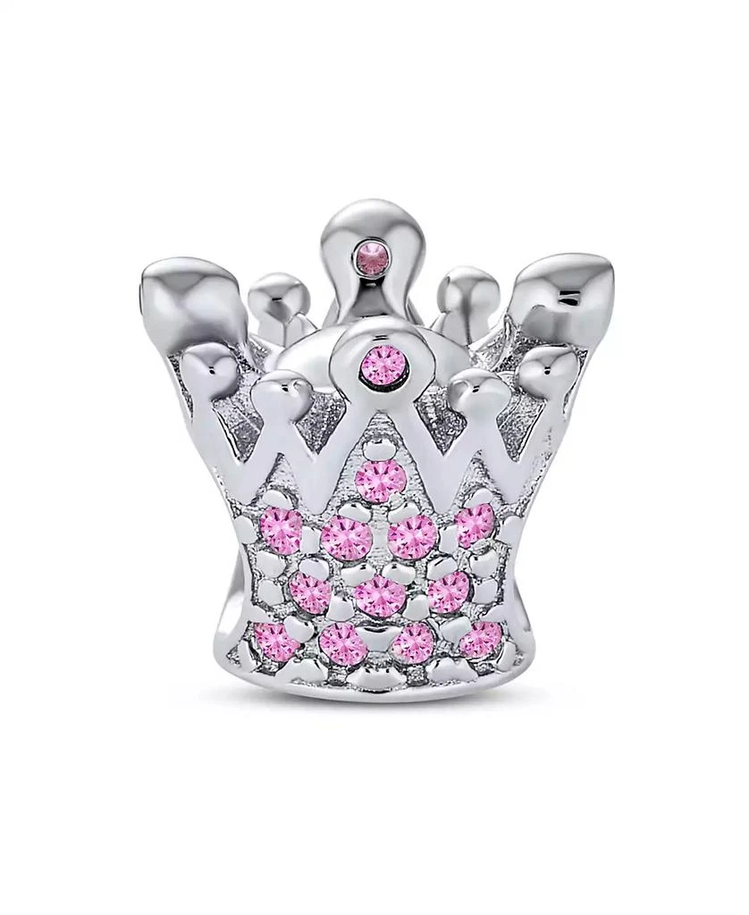 Bling Jewelry Princess Queen Crown Pink Fuchsia Crystal Bead Charm European Bracelet
