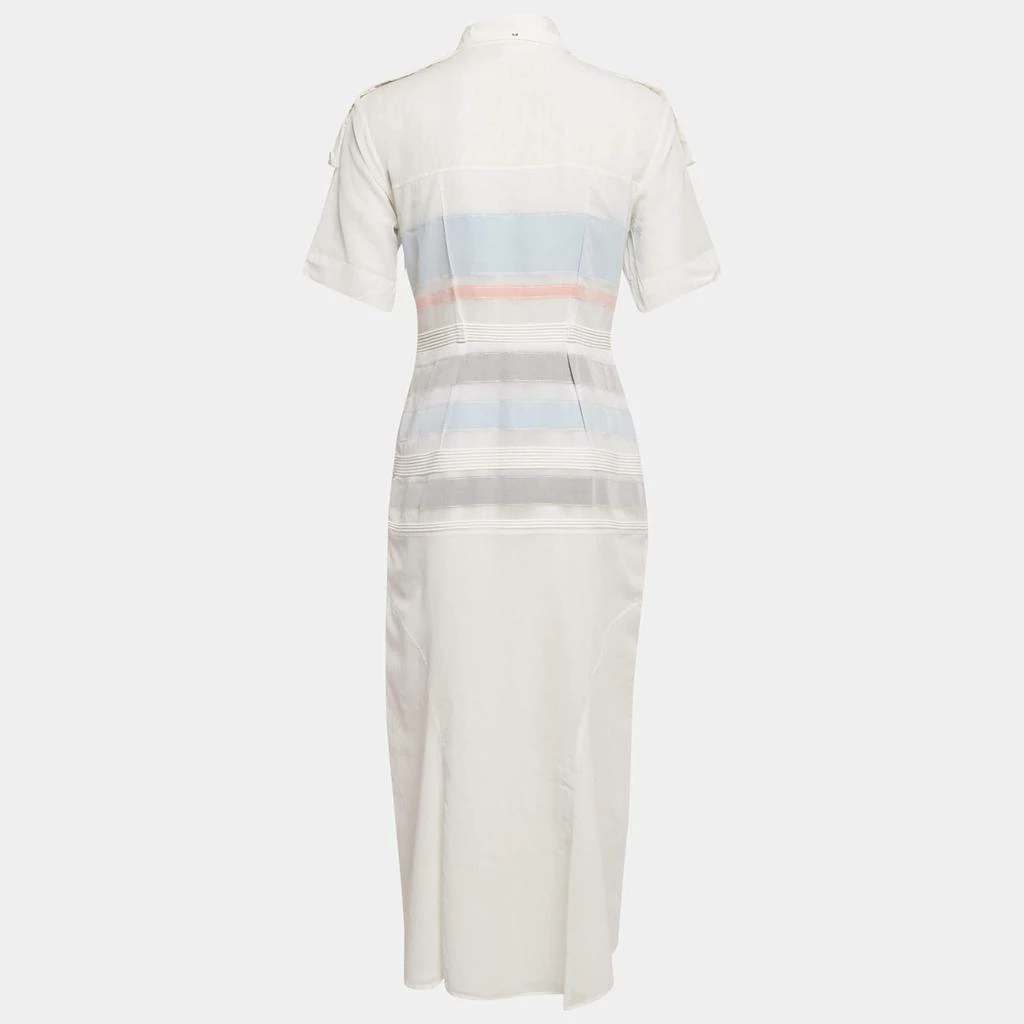 Max Mara Sportmax White Cotton Pintuck Detail Dress Midi S 2