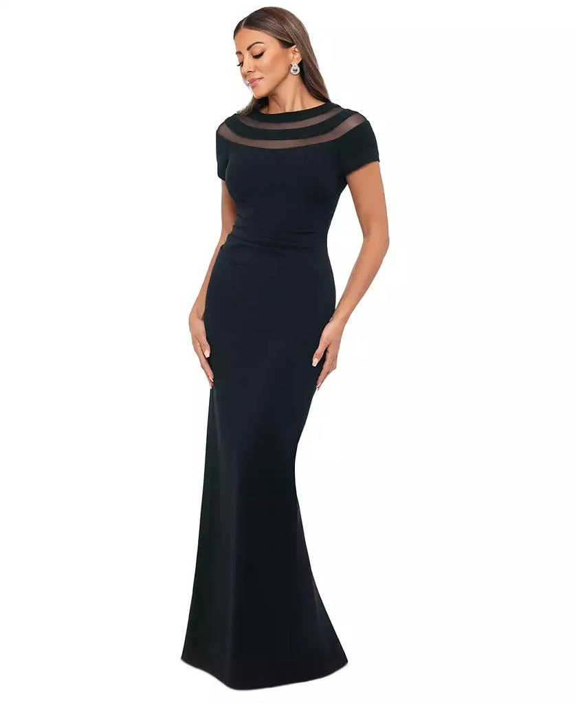 XSCAPE Petite Illusion-Detail Short-Sleeve Dress 1