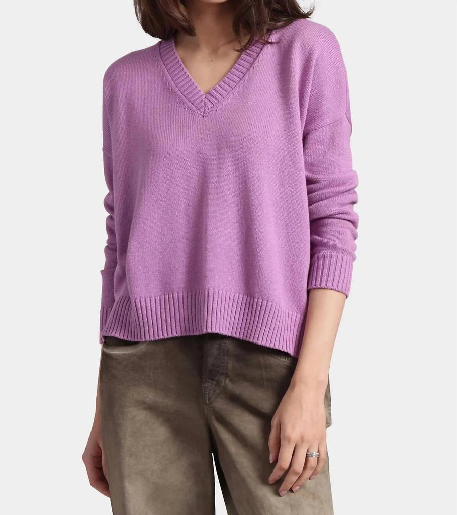 Minnie Rose Minnie Rose - Cotton Cashmere Boxy V-neck Sweater