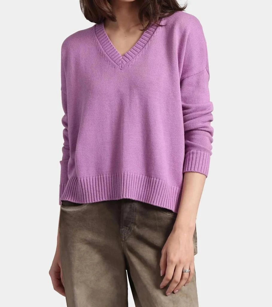 Minnie Rose Minnie Rose - Cotton Cashmere Boxy V-neck Sweater 1