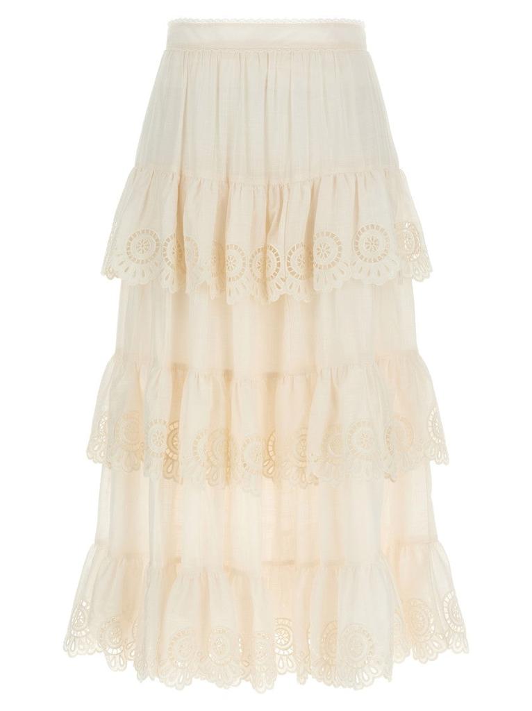 【Zimmermann】Lightburst floral cotton and silk maxi skirt Zimmermann Lightburst floral cotton and silk maxi skirt