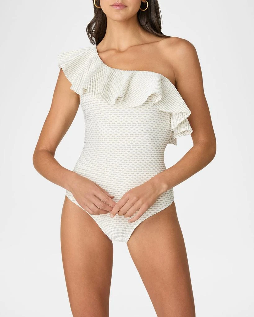 Shoshanna Ruffle Asymmetric One-Piece Swimsuit 2