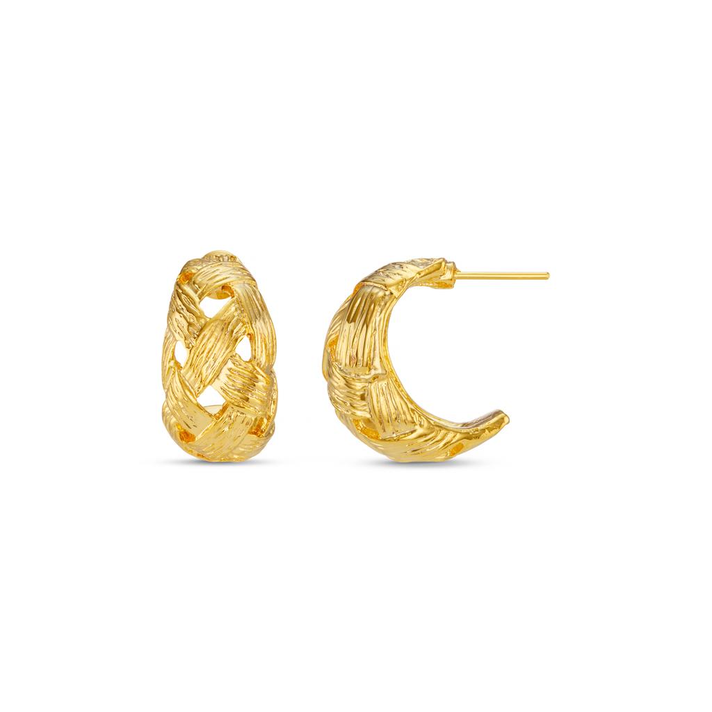 Orelia London Domed Woven Cut Out Hoop Earrings